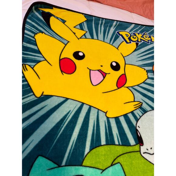 Pokemon Pikachu Character Fleece Throw Blanket 39 x 51 Nintendo Kids Gaming - Picture 10 of 14